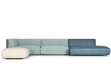 DS-1030 FLATTER - Sectional leather and fabric sofa by de Sede - view 2